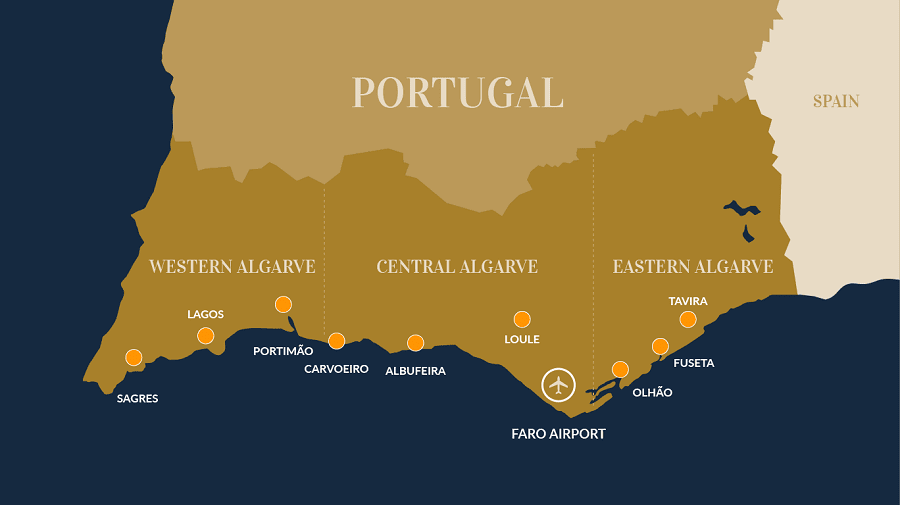 Map Portugal algarve region - Map of algarve region of Portugal