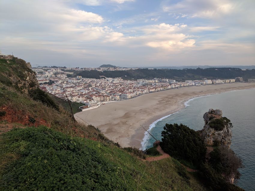 A picture the town of Nazaré, one of the best day trips from Lisbon 