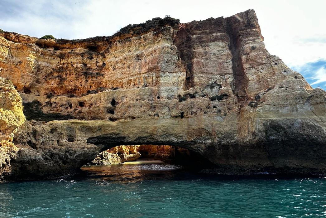 Rock formations that on a boat tour in the Algarve Portugal 