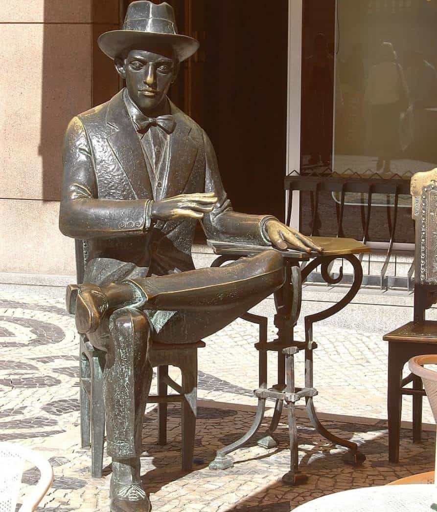 Pessoa's statue outside Lisbon's famous coffeehouse A Brasileira